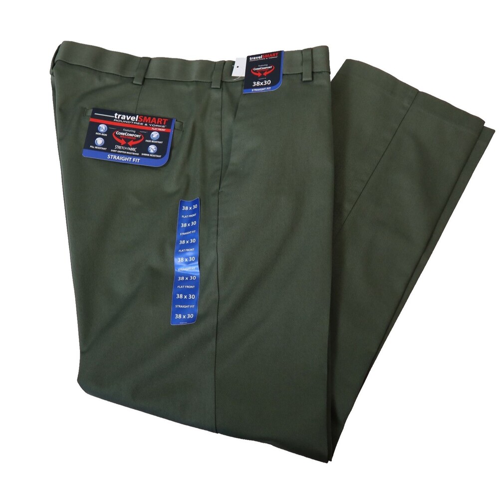 NEW Roundtree & Yorke TravelSmart Mens 38x30 Chino Pants Straight Fit Non-Iron
